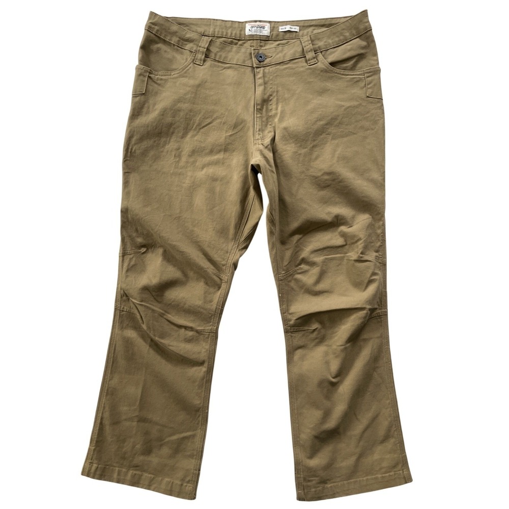 Off‎ The Grid Mens 38x30 Trailblazer Boot Cut Pants Khaki Tan Stretch Canvas